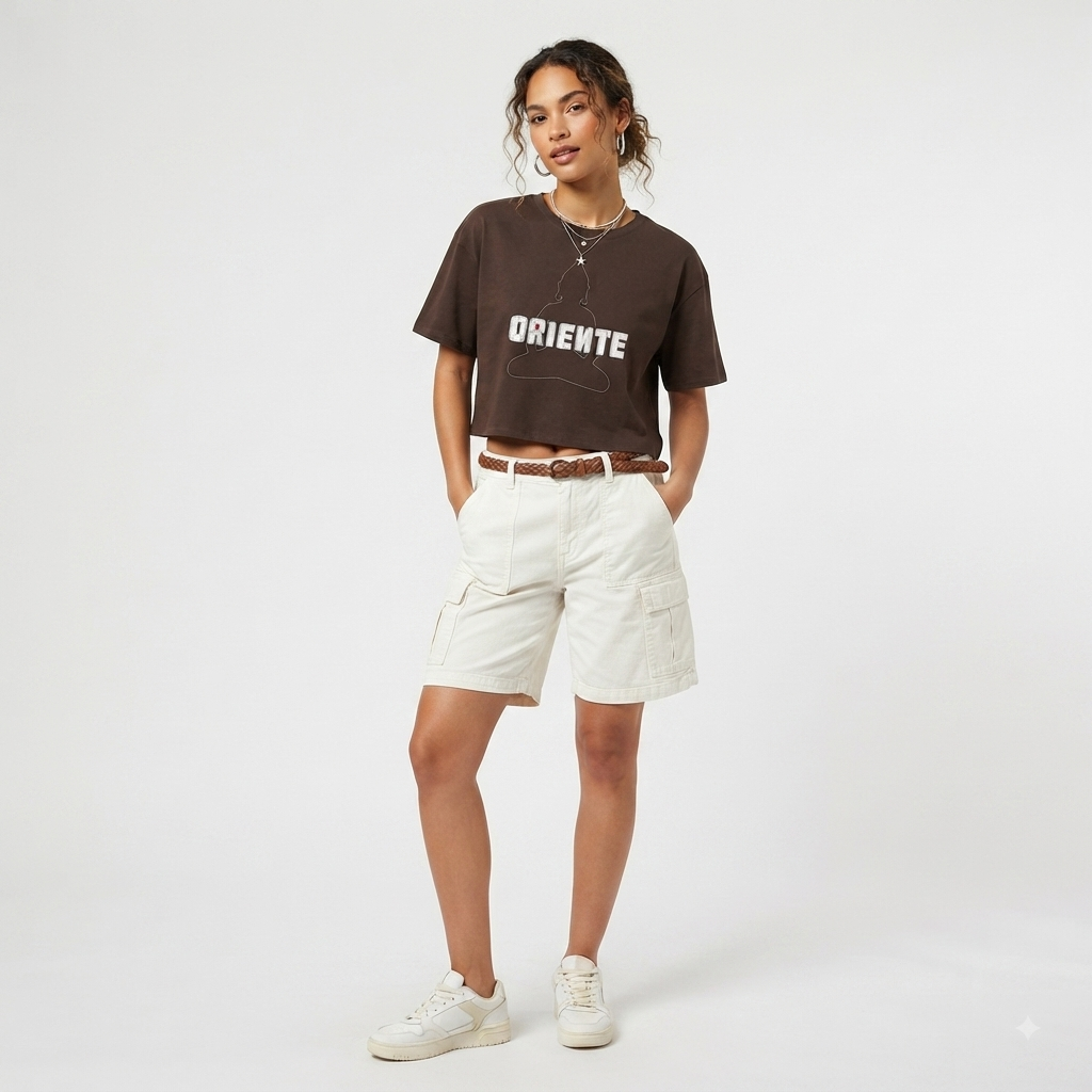 Cropped Marrom Logo Grande | Oriente